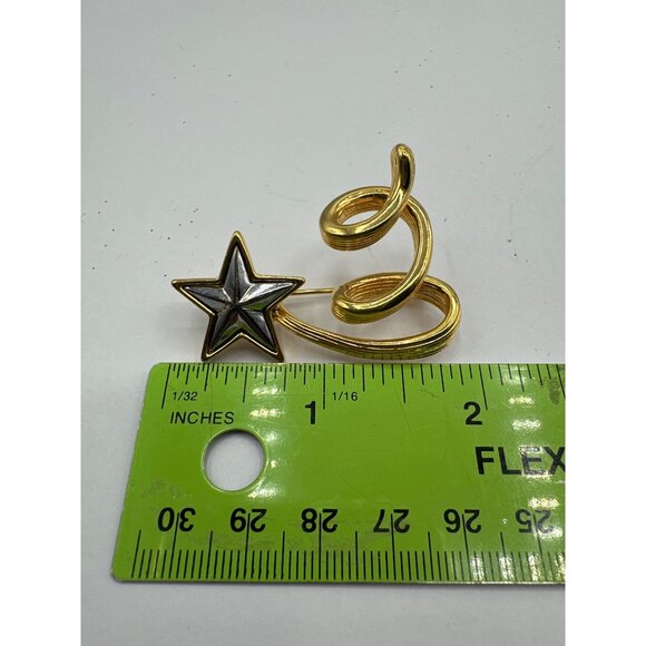 Anne Klein Shooting Star Brooch Pin Gold Tone Rising Star Vintage Swirl - Picture 8 of 10